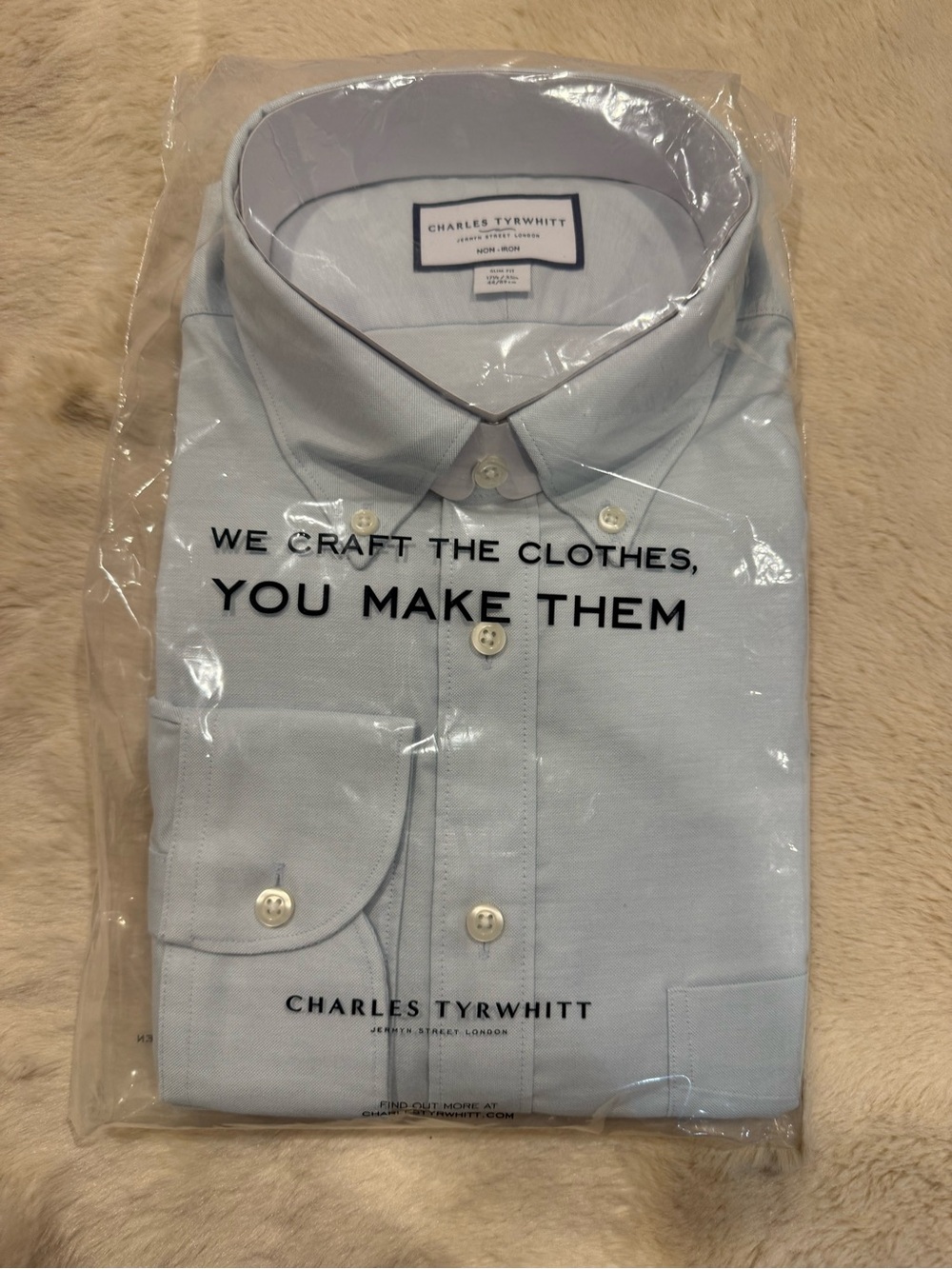 Charles Tyrwhitt Light Blue Button-Down Dress Shirt - ClassicOxford -Slim 17-1/2